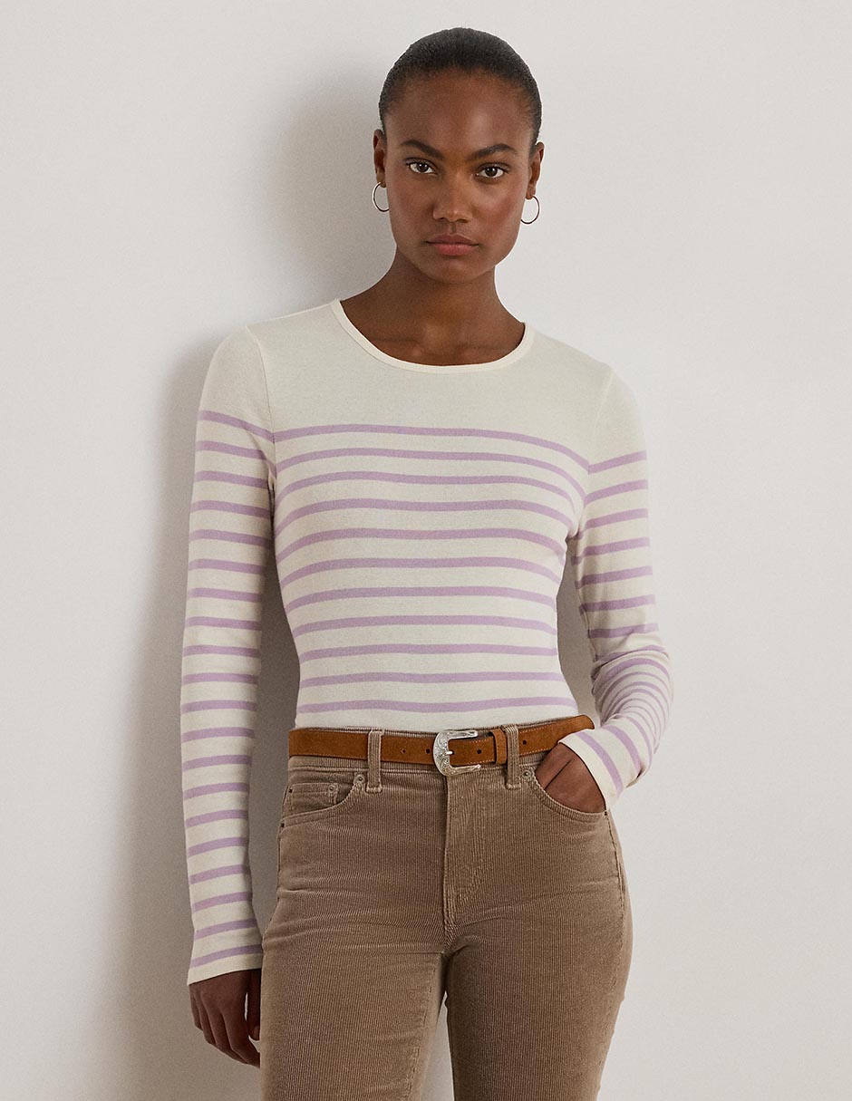 Playera manga larga cuello redondo para mujer