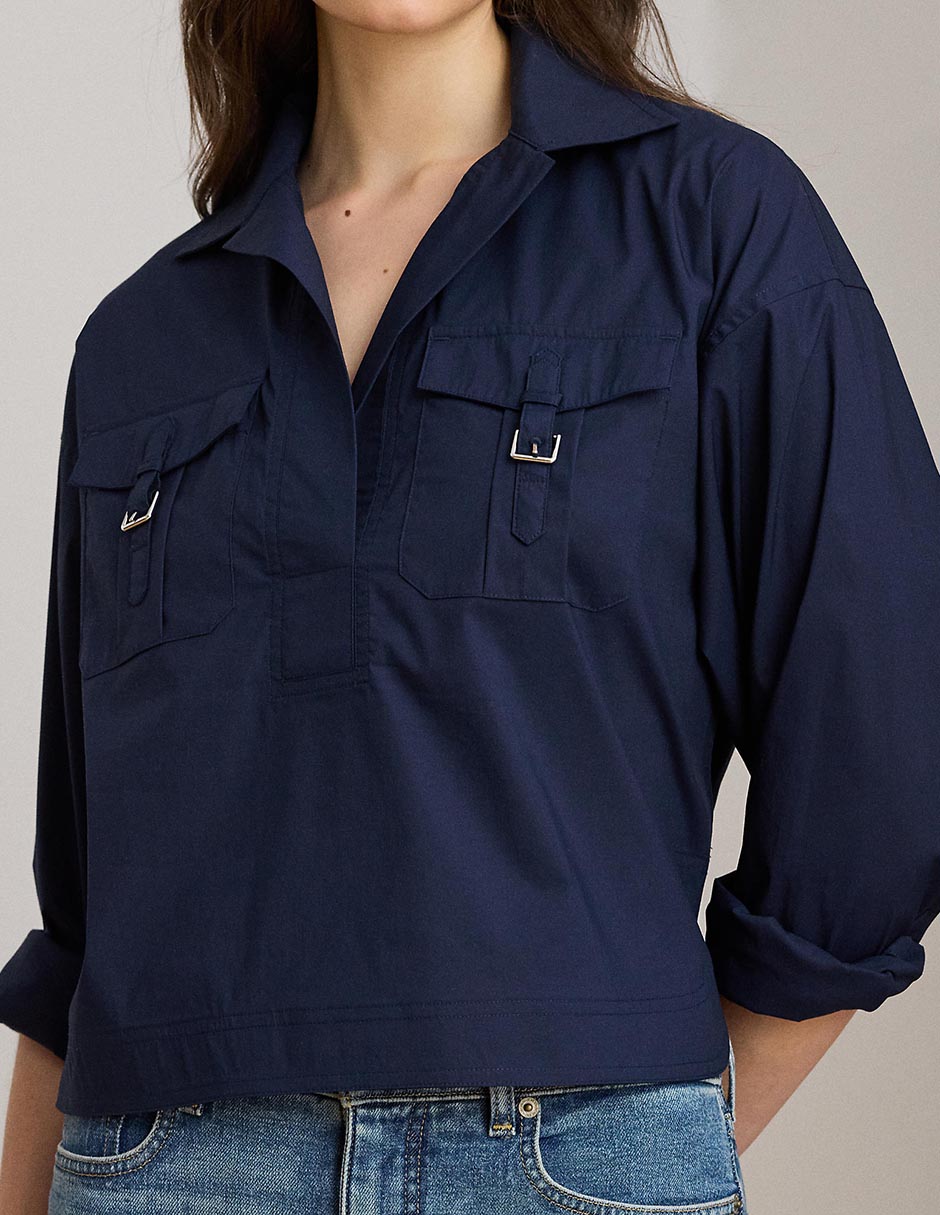 Blusa camisera manga larga para mujer 4