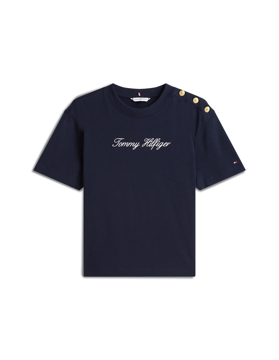 Playera manga corta cuello redondo para mujer