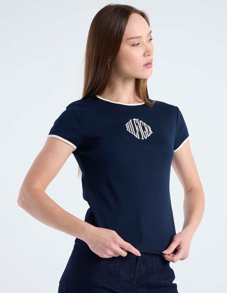 Playera manga corta cuello redondo para mujer