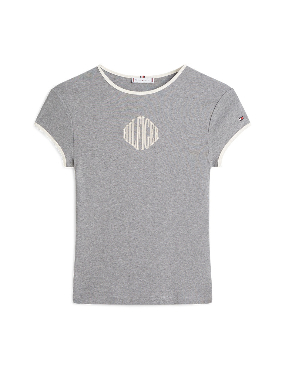 Playera manga corta cuello redondo para mujer