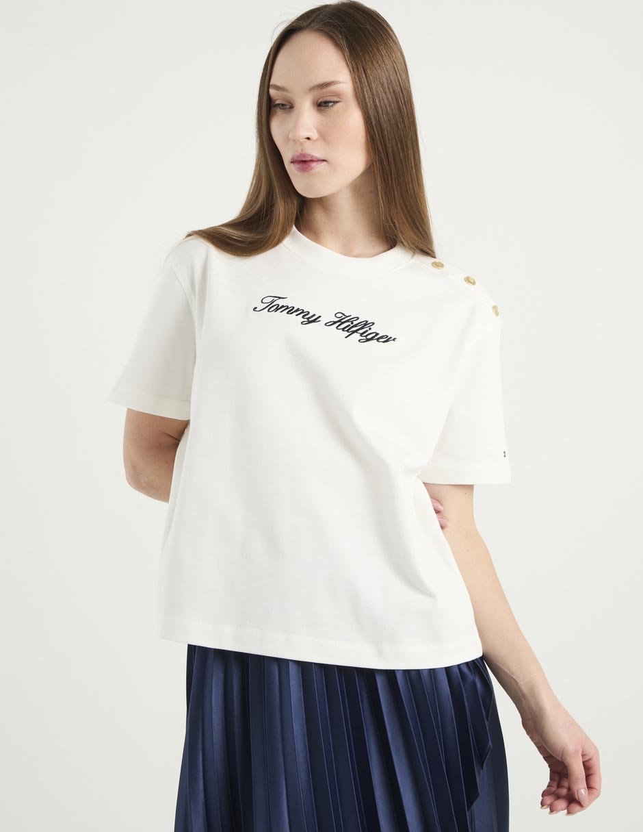 Playera manga corta cuello redondo para mujer