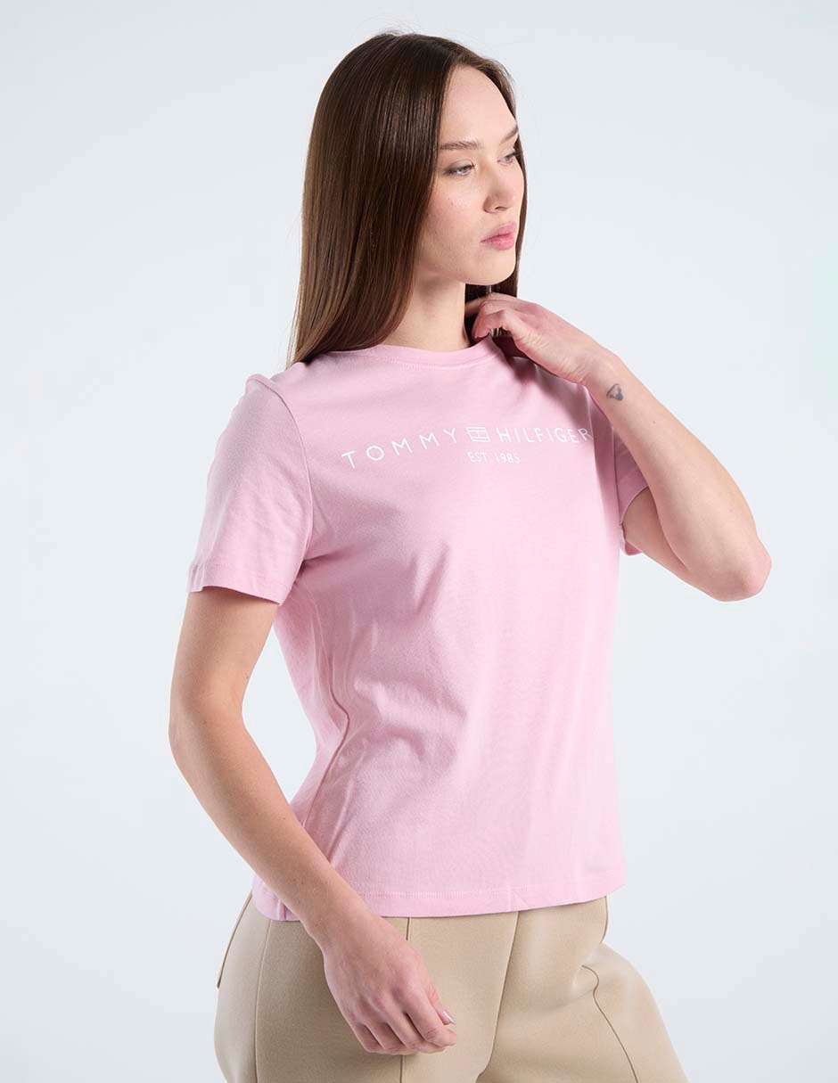 Playera manga corta cuello redondo para mujer