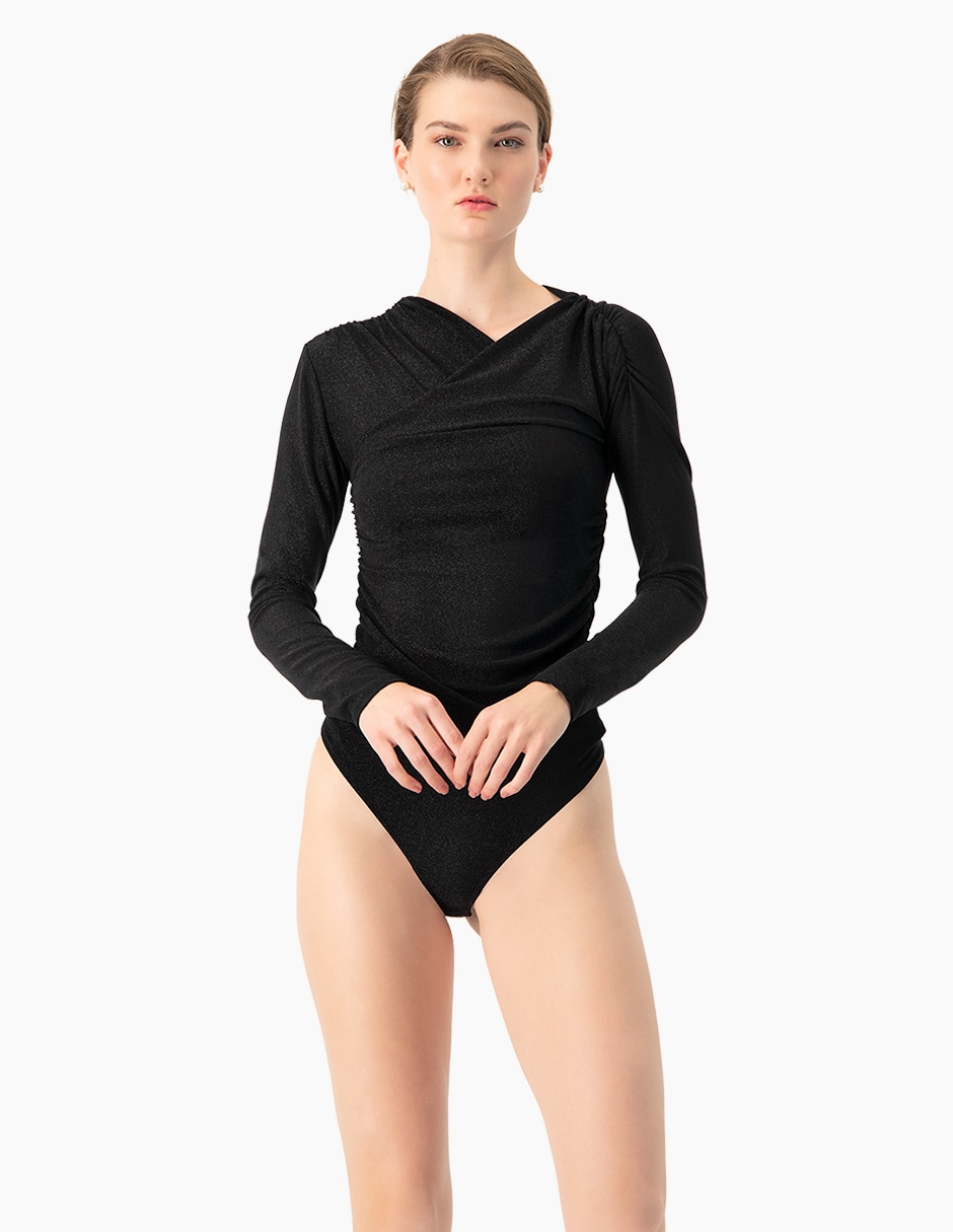 Body cuello asimétrico escote medio para mujer