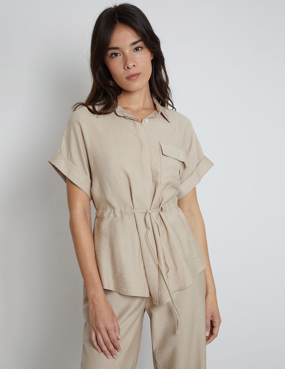 Blusa camisera Trucco manga corta para mujer