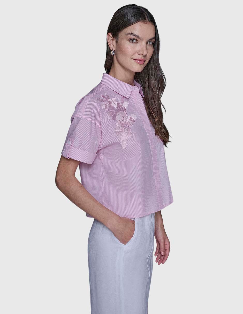 Blusa camisera manga corta para mujer 3