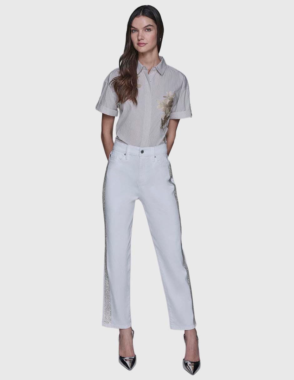 Jeans slim corte cintura para mujer