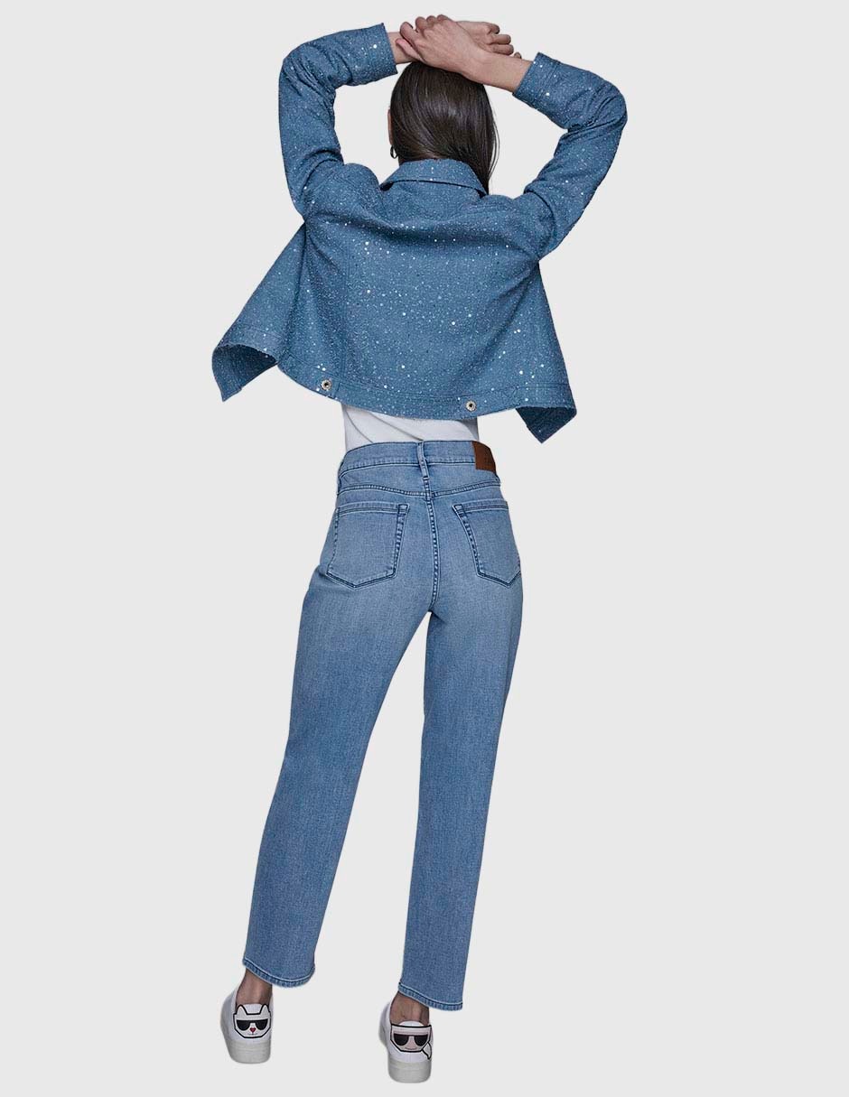 Jeans slim corte cintura para mujer 5