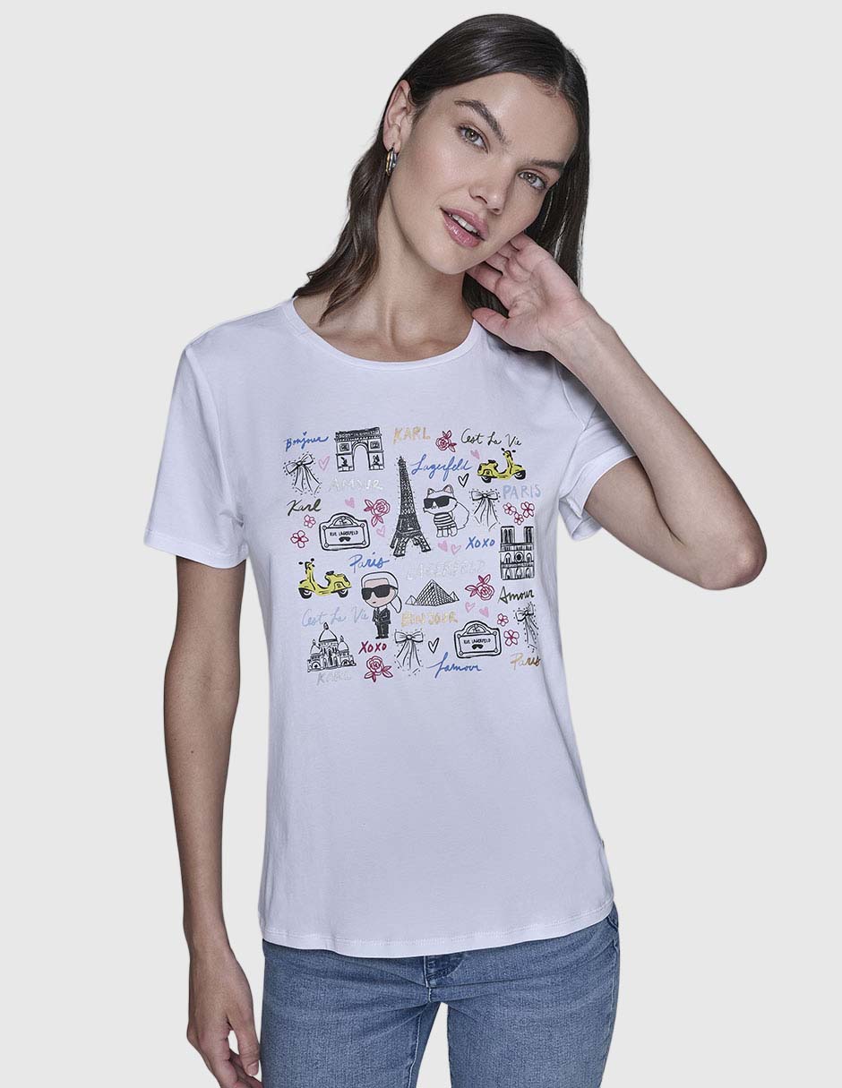 Playera manga corta cuello redondo para mujer