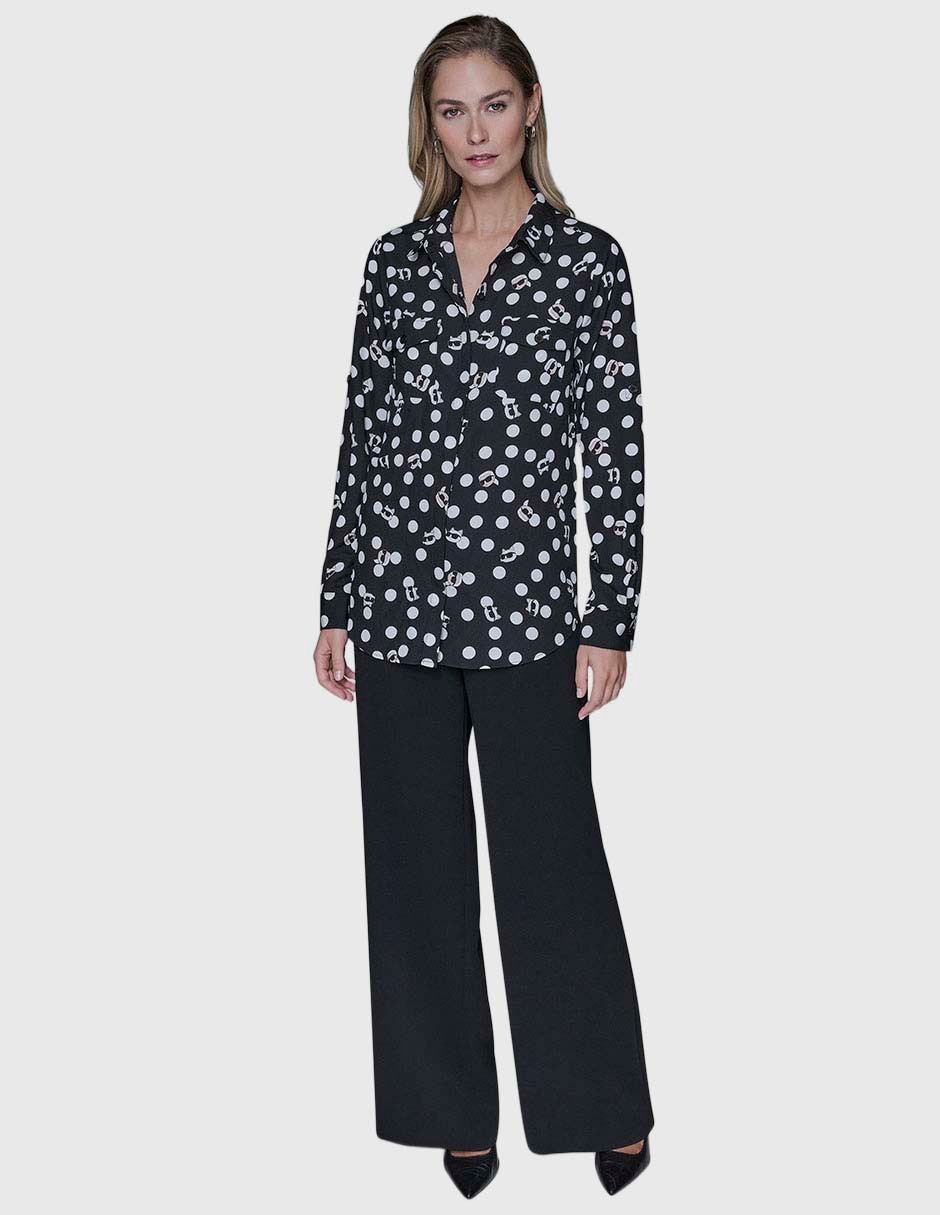 Blusa camisera manga larga para mujer