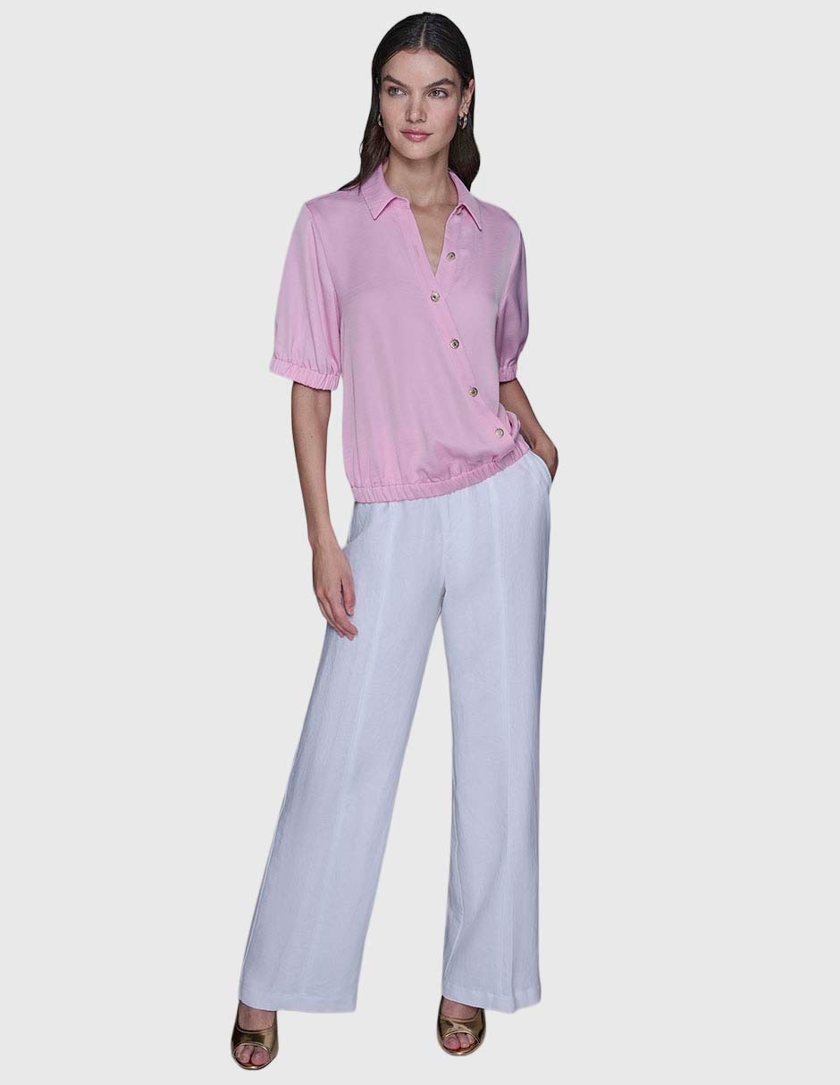 Blusa camisera manga corta para mujer