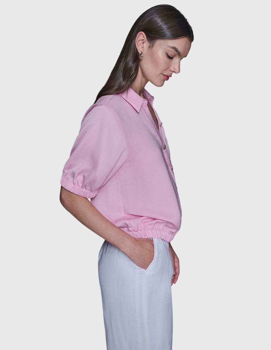 Blusa camisera manga corta para mujer 3