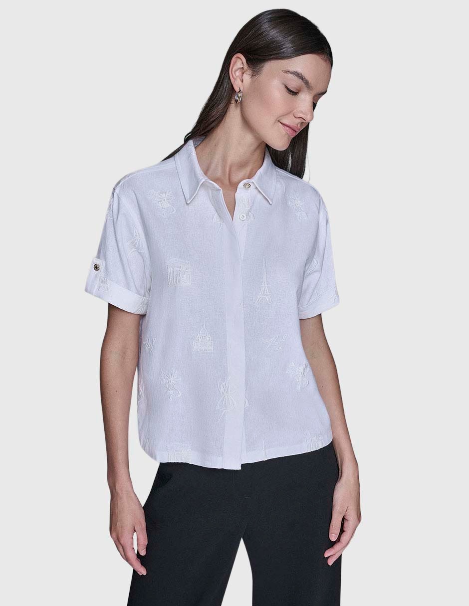 Blusa camisera manga corta para mujer 2
