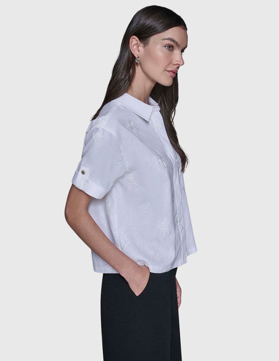 Blusa camisera manga corta para mujer 3