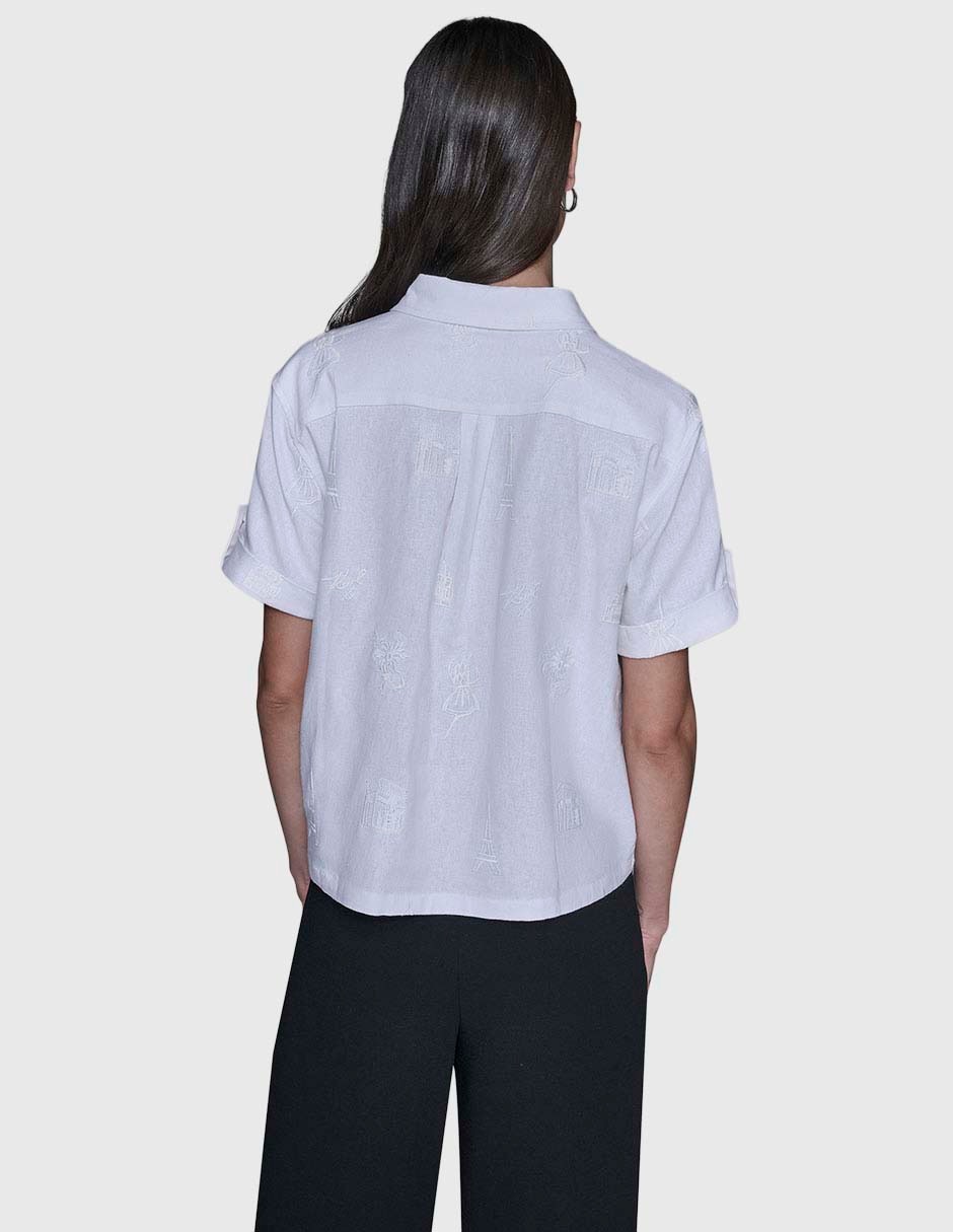 Blusa camisera manga corta para mujer 4