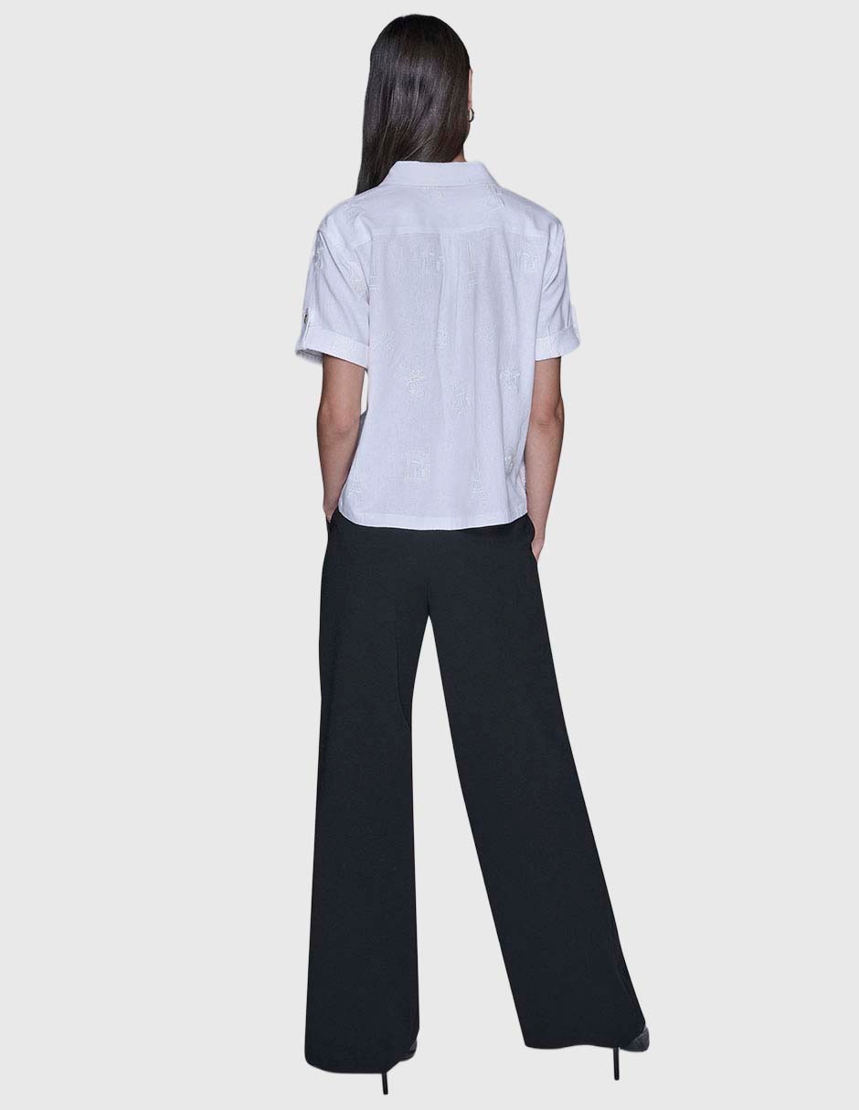 Blusa camisera manga corta para mujer 5