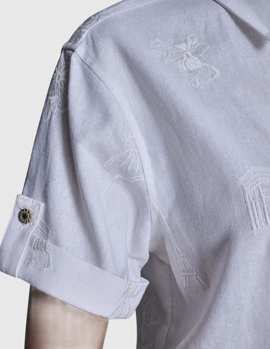 Blusa camisera manga corta para mujer 6