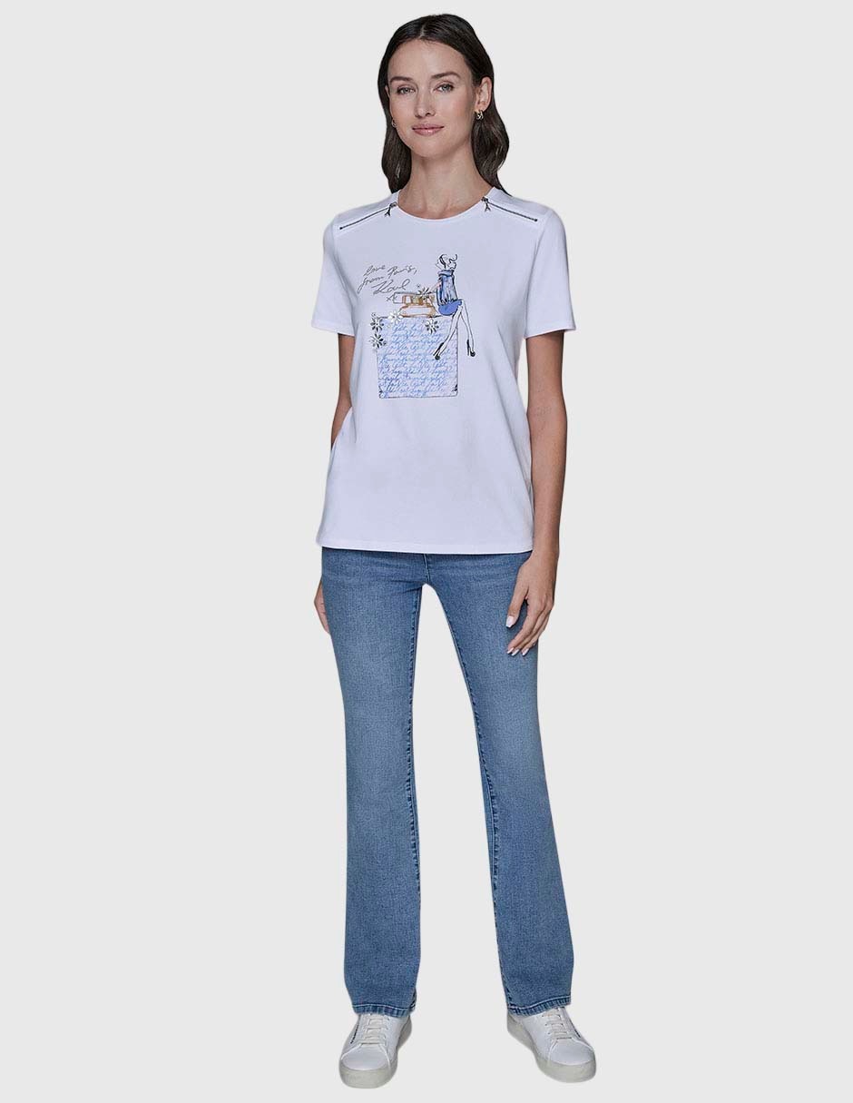 Playera manga corta cuello redondo para mujer