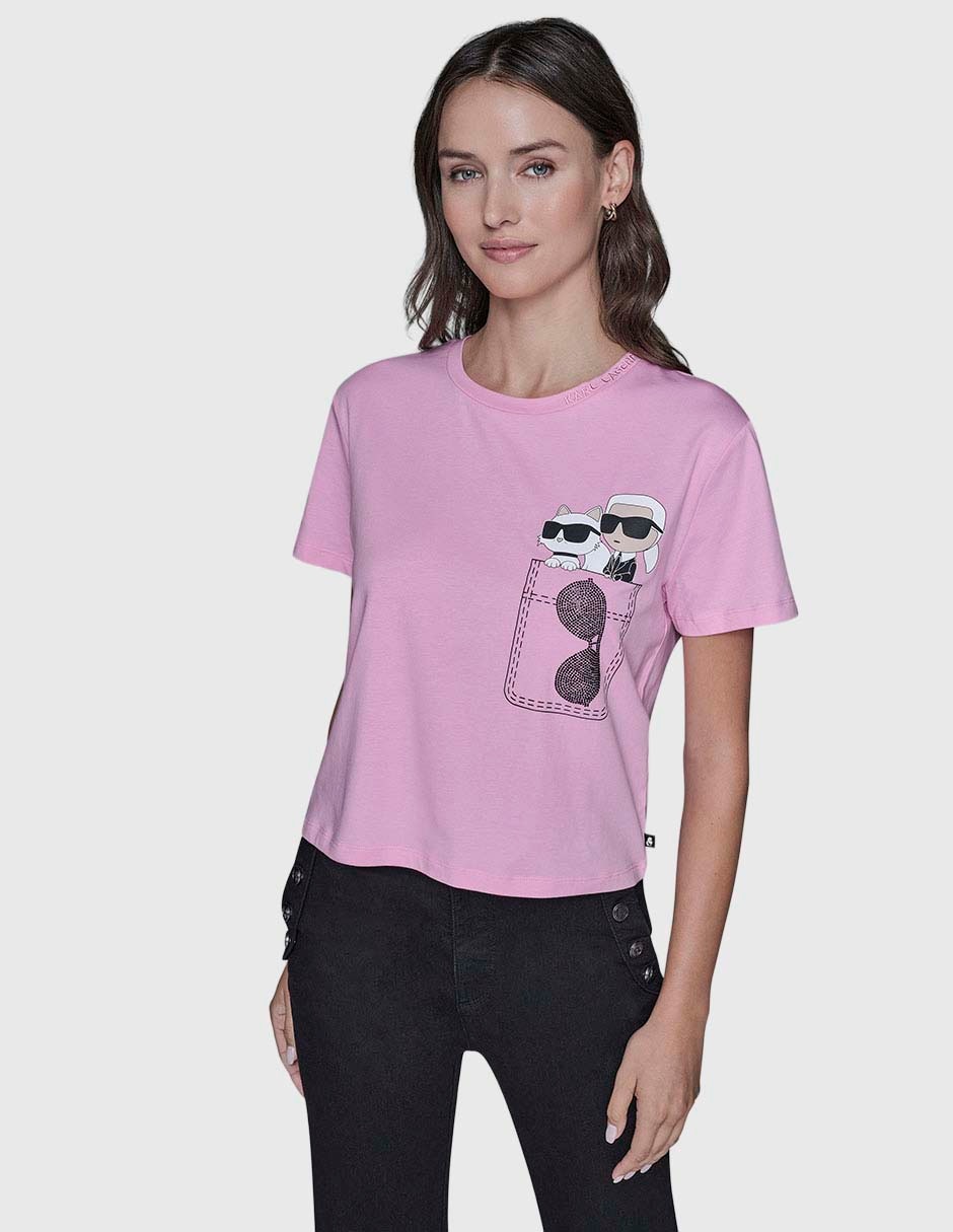 Playera manga corta cuello redondo para mujer