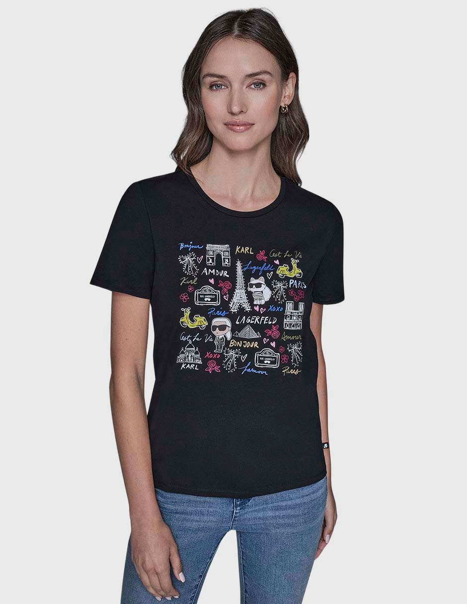 Playera manga corta cuello redondo para mujer