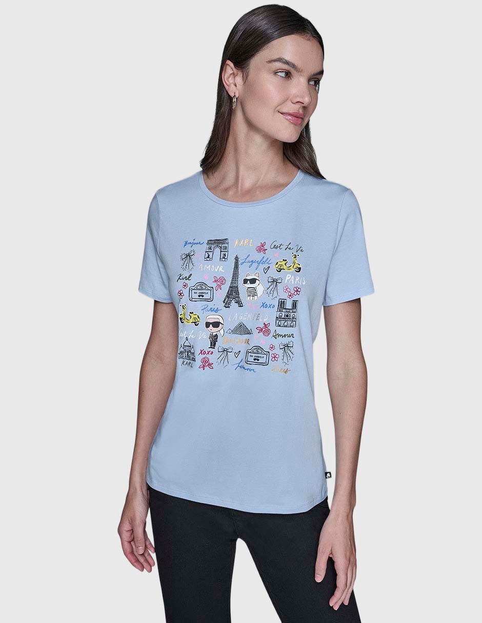 Playera manga corta cuello redondo para mujer