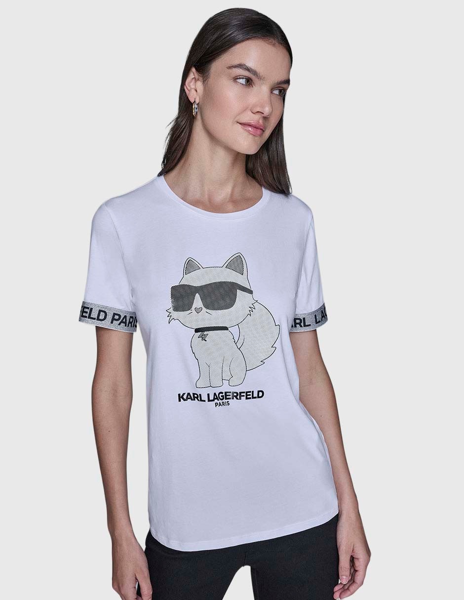 Playera manga corta cuello redondo para mujer