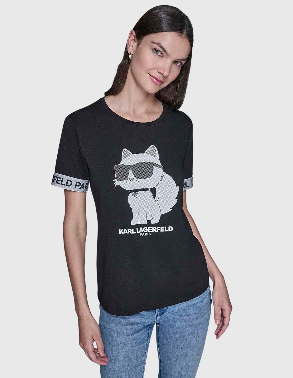Playera manga corta cuello redondo para mujer