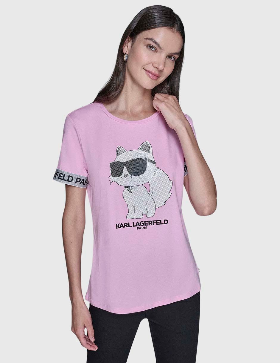 Playera manga corta cuello redondo para mujer