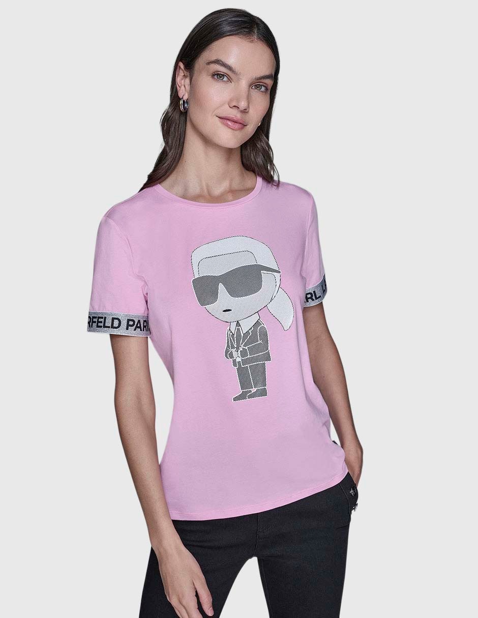 Playera manga corta cuello redondo para mujer