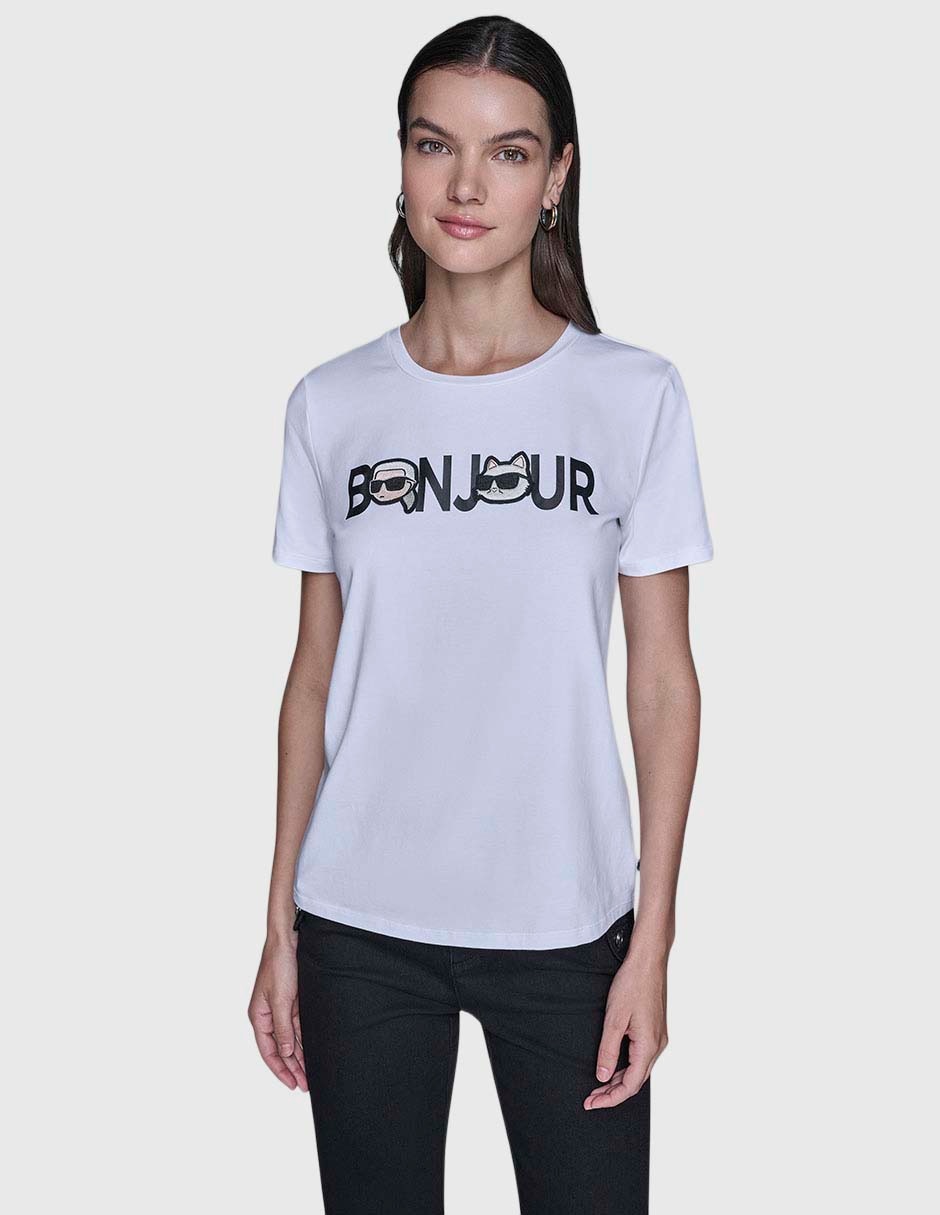 Playera manga corta cuello redondo para mujer