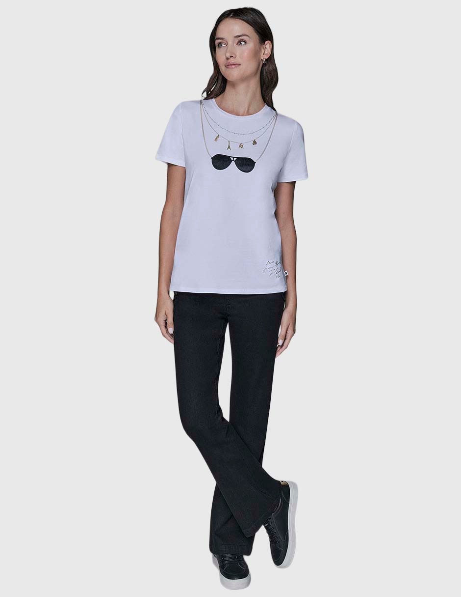 Playera manga corta Karl Lagerdeld Paris cuello redondo para mujer