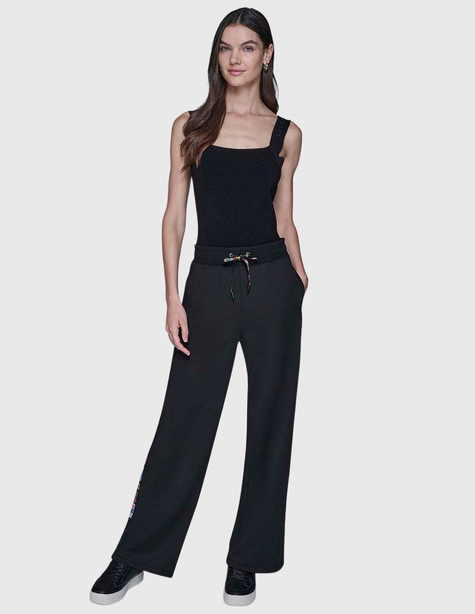 Pants straight con agujeta para mujer