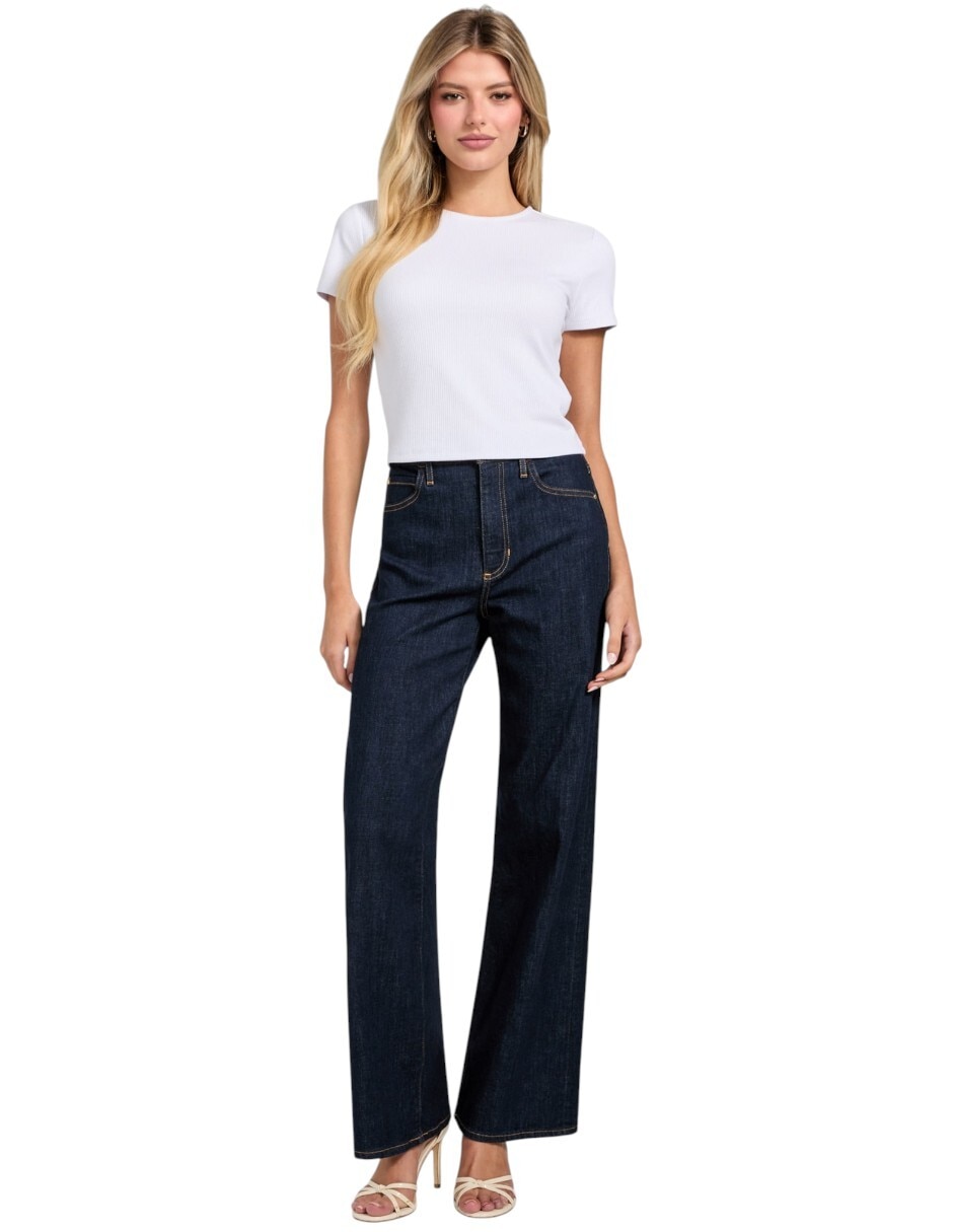 Jeans wide leg corte cintura para mujer 4