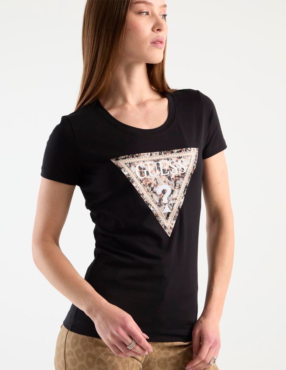 Playera manga corta cuello redondo para mujer