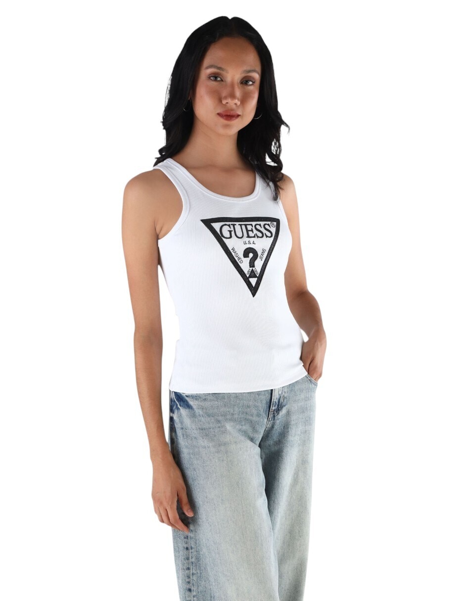 Playera sin manga cuello redondo para mujer 2