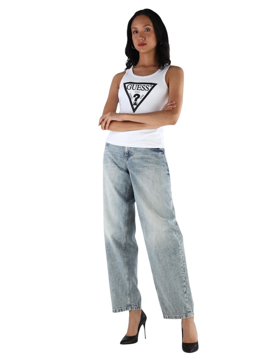 Playera sin manga cuello redondo para mujer 5