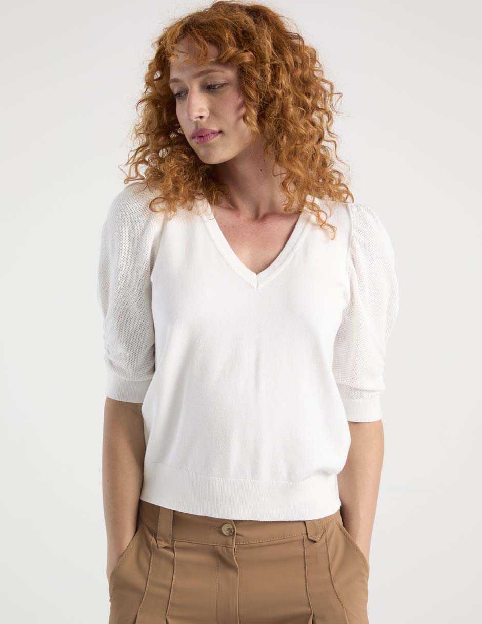 Blusa manga al codo para mujer
