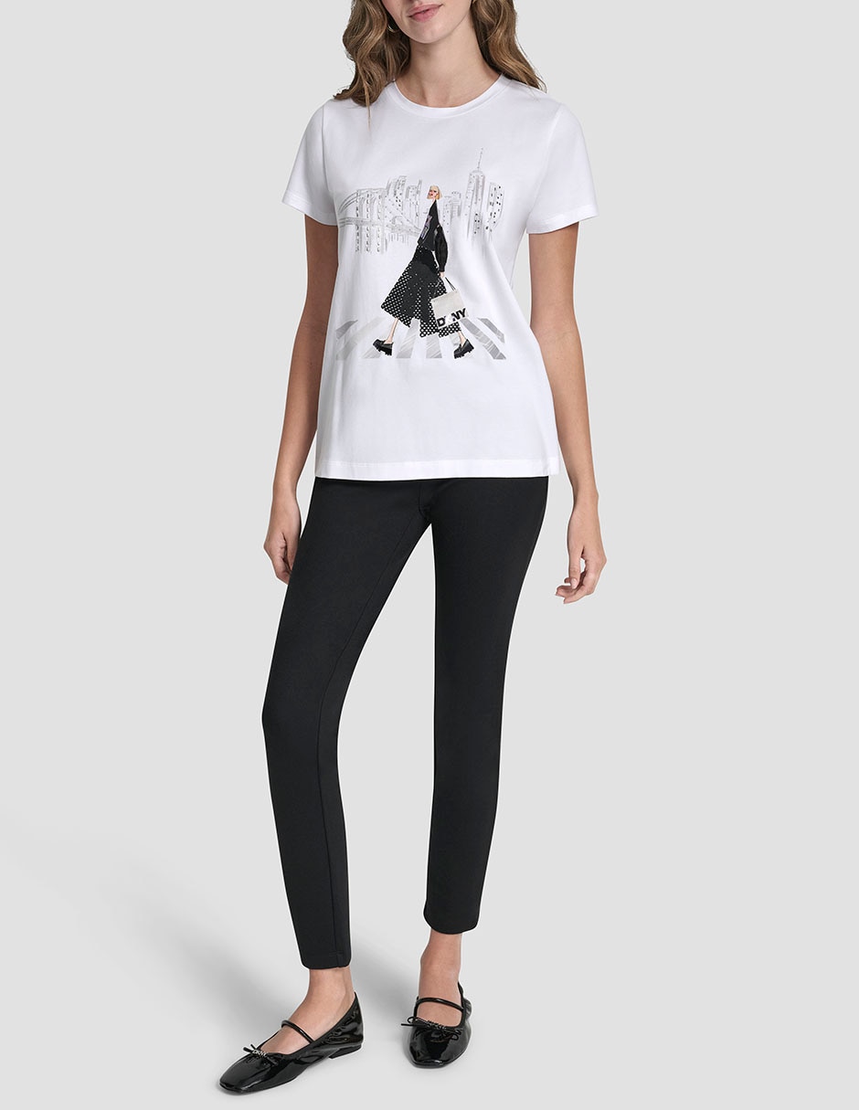 Playera manga corta cuello redondo para mujer