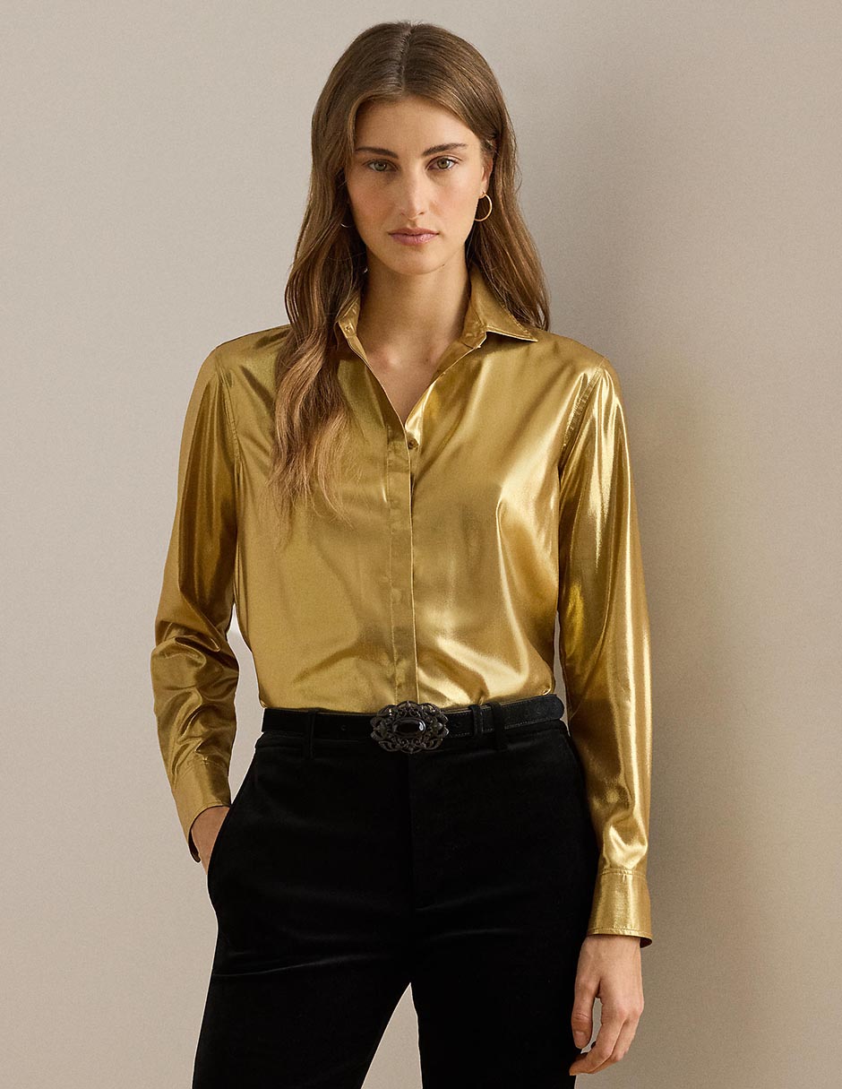 Blusa camisera manga larga para mujer