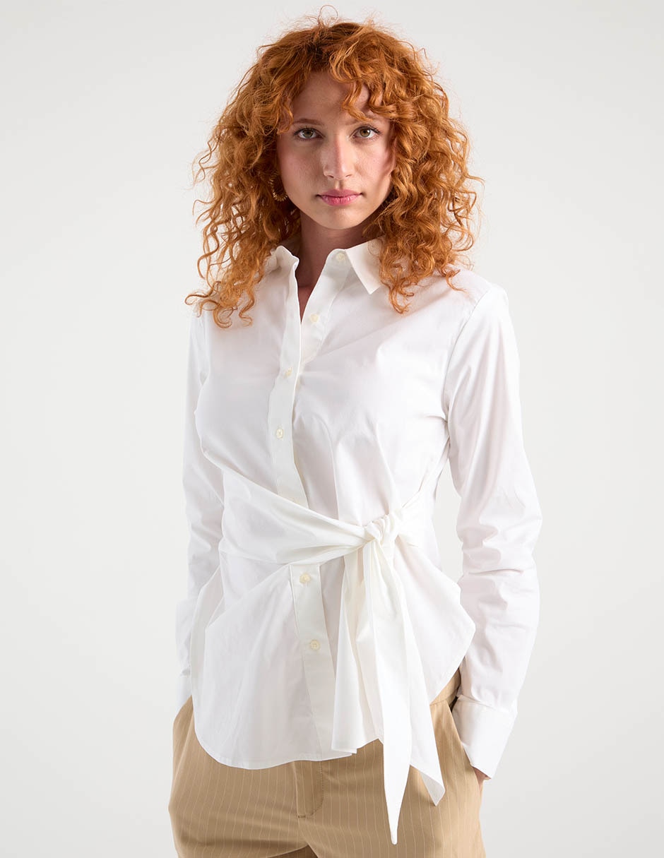 Blusa camisera manga larga para mujer