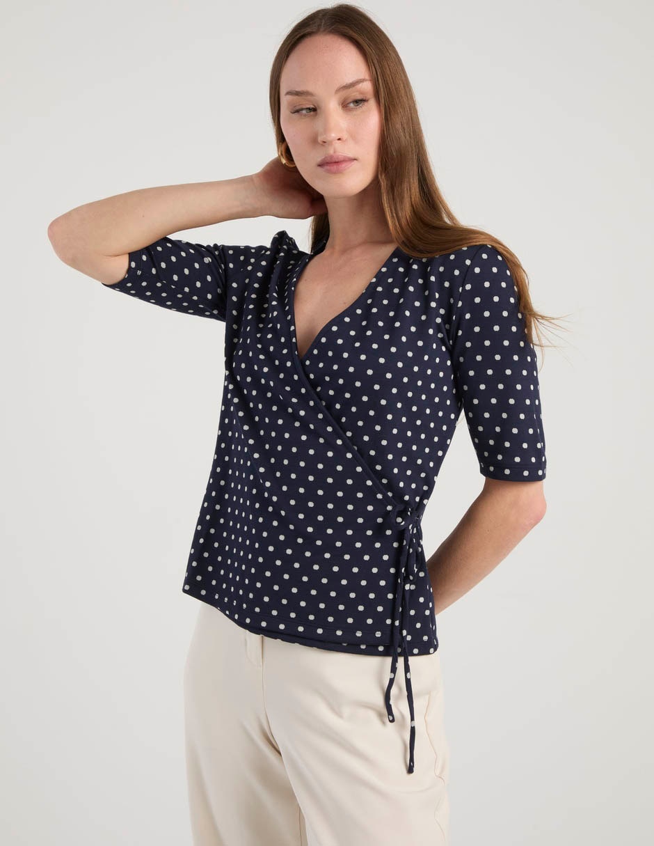 Blusa envolvente manga corta para mujer 2