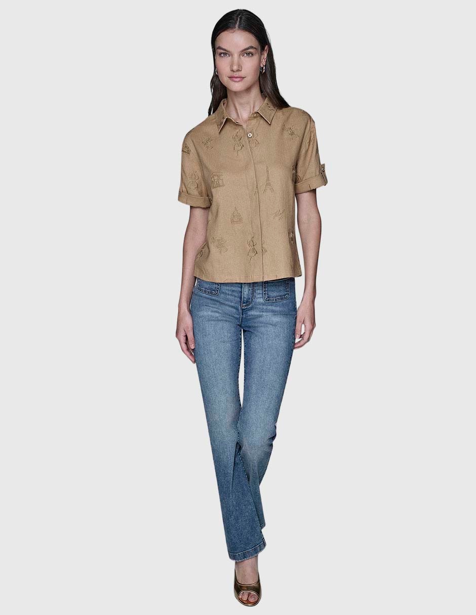 Blusa camisera manga corta para mujer 2