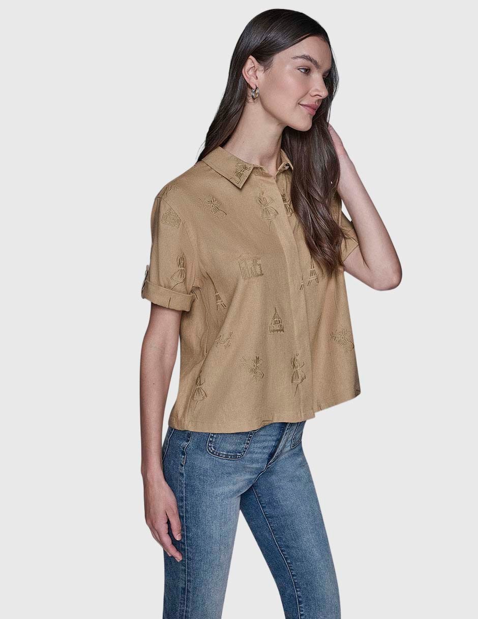Blusa camisera manga corta para mujer 3