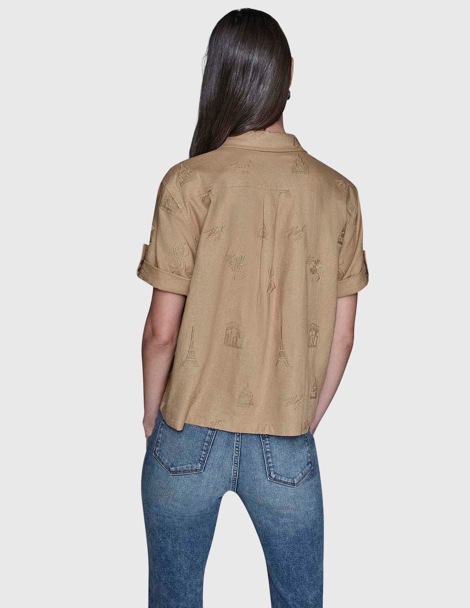 Blusa camisera manga corta para mujer 4
