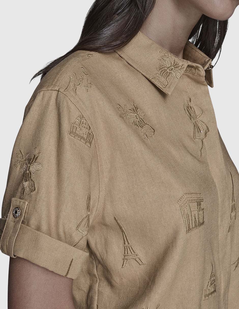 Blusa camisera manga corta para mujer 6