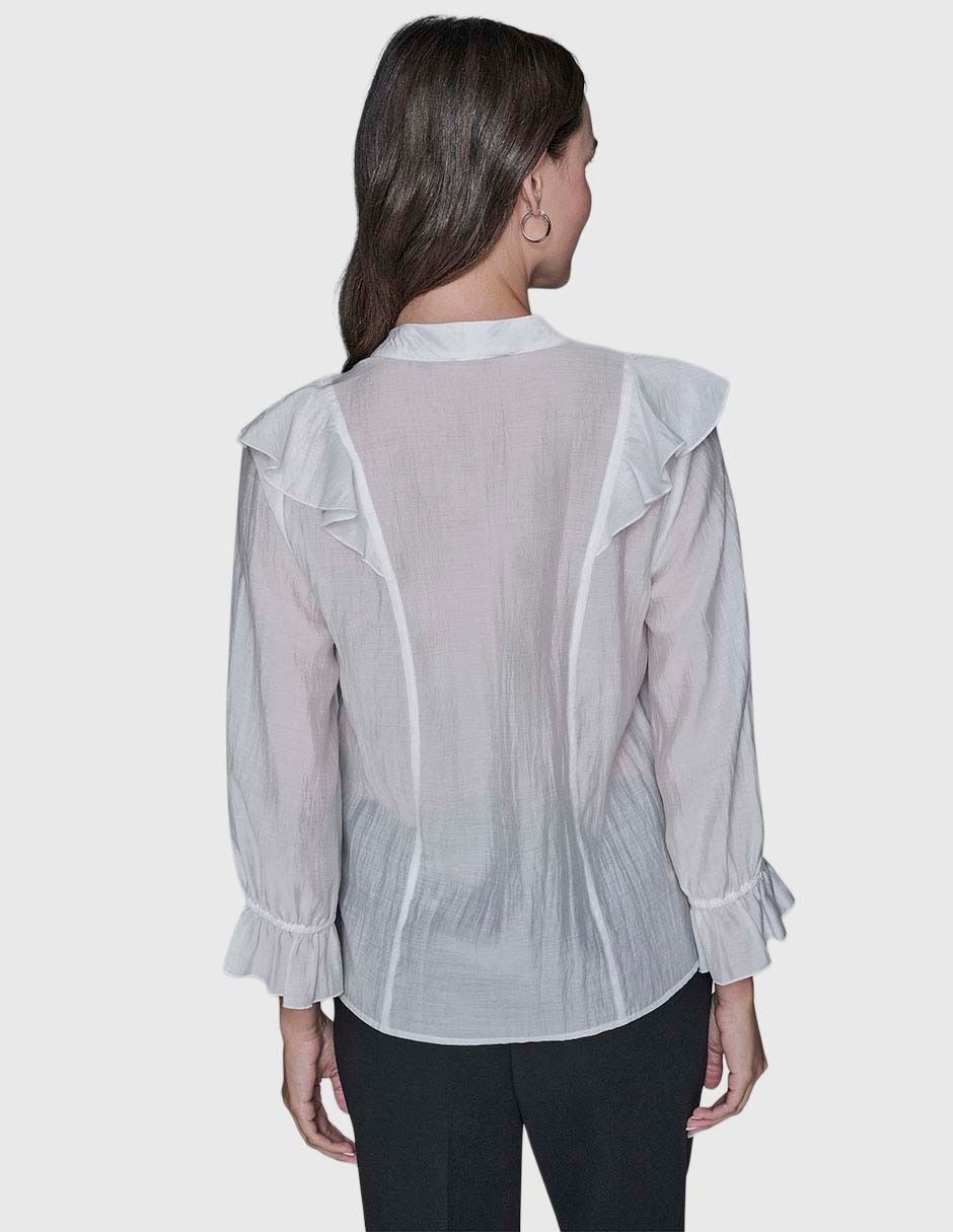 Blusa camisera manga larga para mujer 6