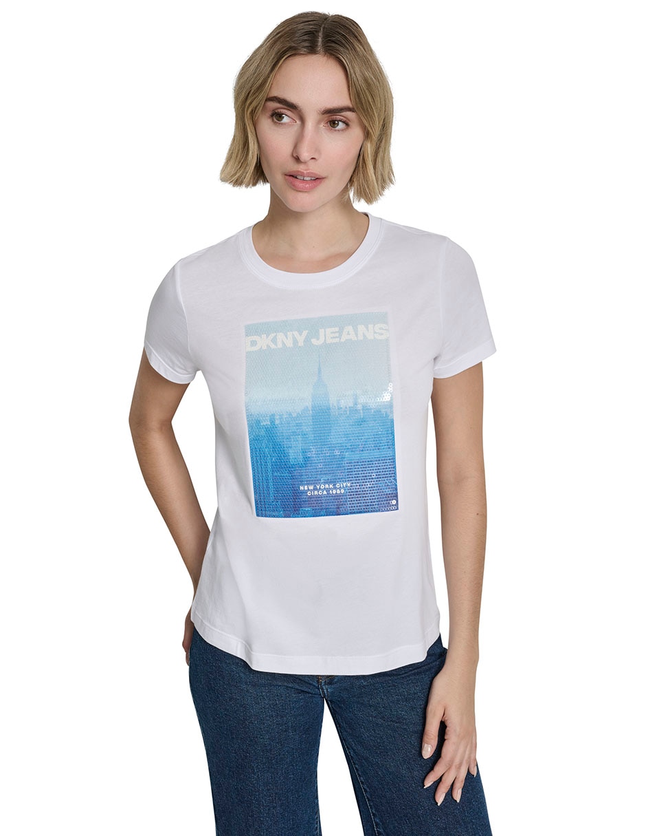 Playera manga corta cuello redondo para mujer