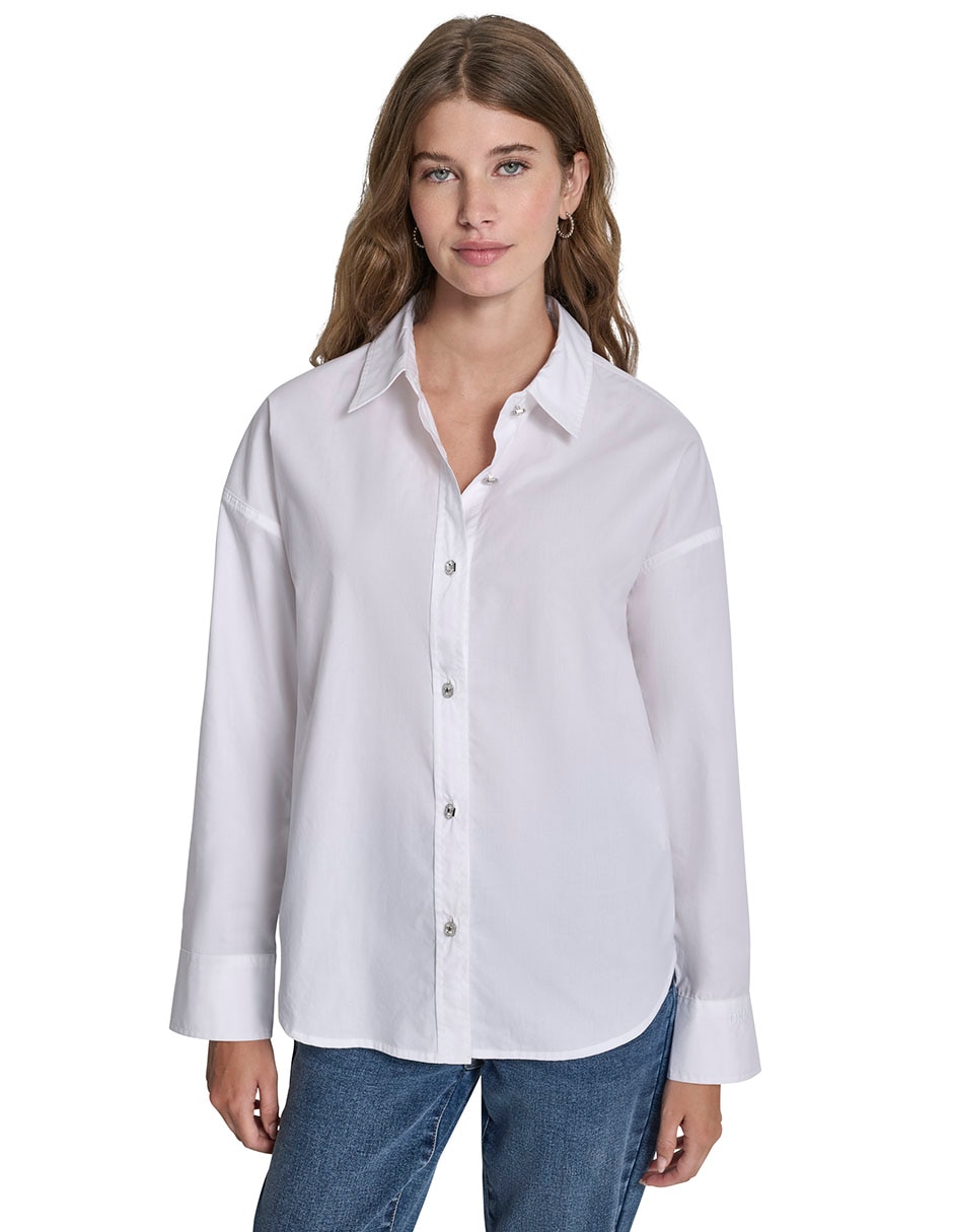 Blusa camisera manga larga para mujer
