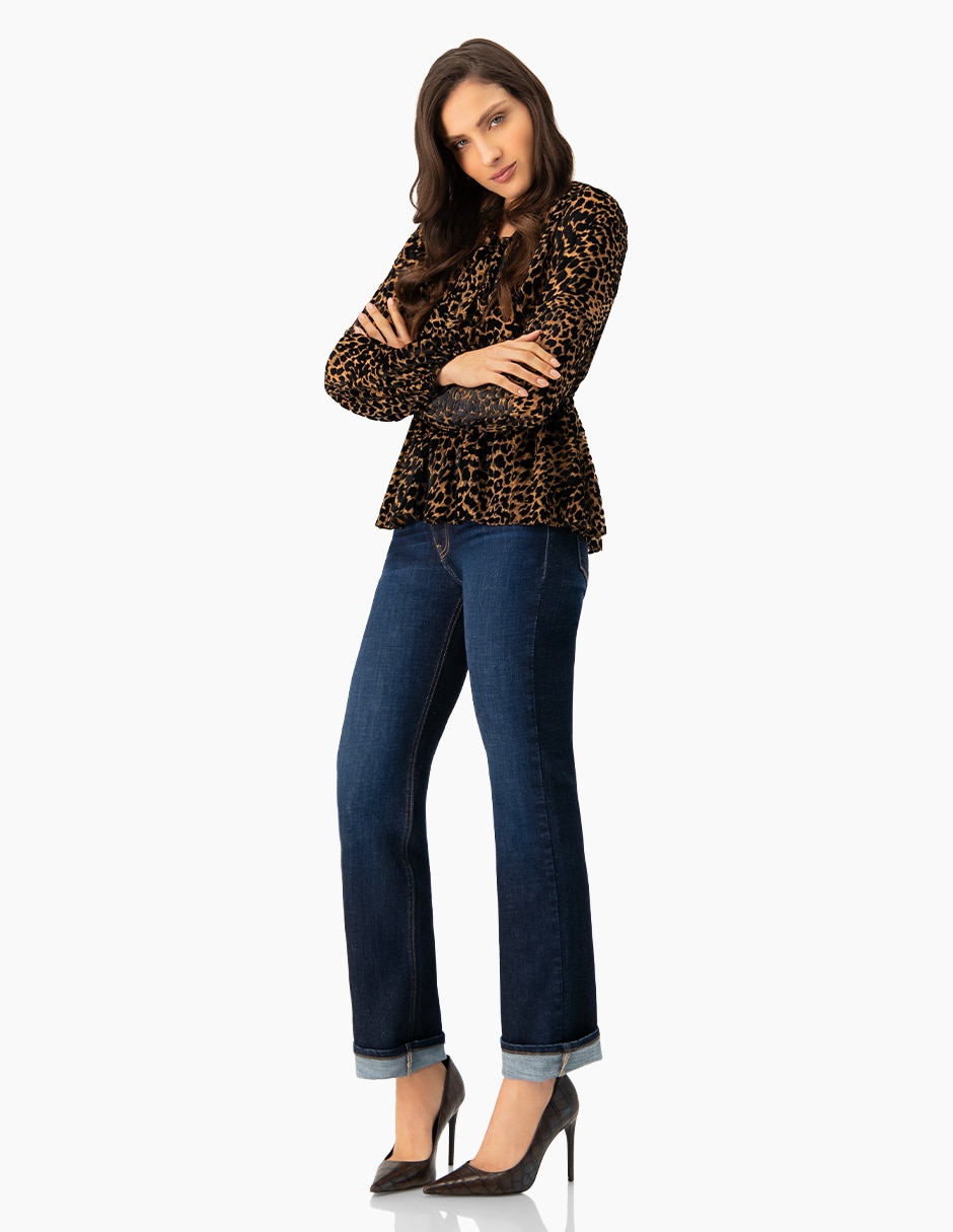 Jeans bota corte cintura para mujer 5