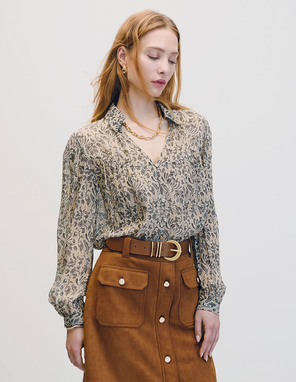 Blusa manga larga para mujer